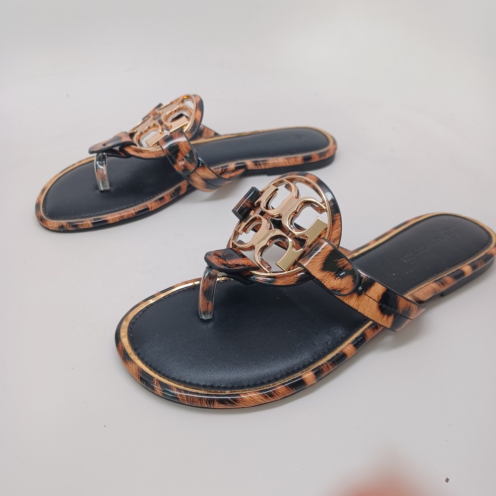Tory Burch Sandal Patent Leopard Print Flats Womens US 7 or 7.5 - Picture 7 of 13